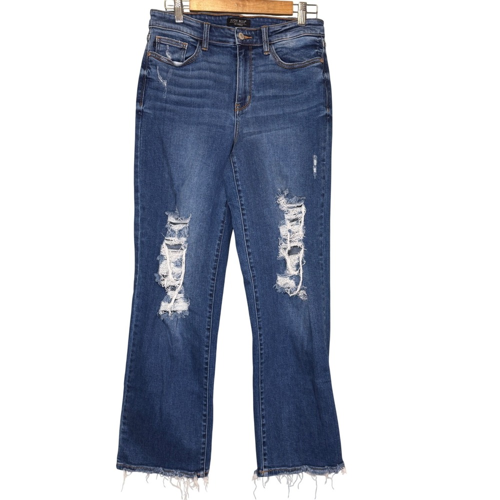 Judy Blue Dad Jean Medium Wash Distressed High Rise Straight Leg Jeans 9/29